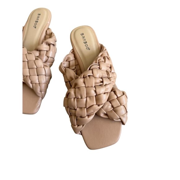 BAMBOO Beige Woven Braided Slide Sandals Size 6.5 NEW NWOB - Picture 2 of 6